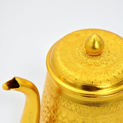 Elegant Arabic Coffee Pot – Traditional Golden Dallah for Serving Arabic Qahwa & Tea, Ornate Design, Durable Metal Construction, Hinged Lid & Easy Grip Handle – Perfect for Home, Majlis, Restaurants & Gifting - Damoo