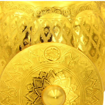 Handcrafted Golden Arabic Tea Kettle – Traditional Embossed Design, Durable Metal Build, Decorative & Functional Teapot with Handle and Lid for Serving Tea, Coffee & Arabic Hospitality - Damoo
