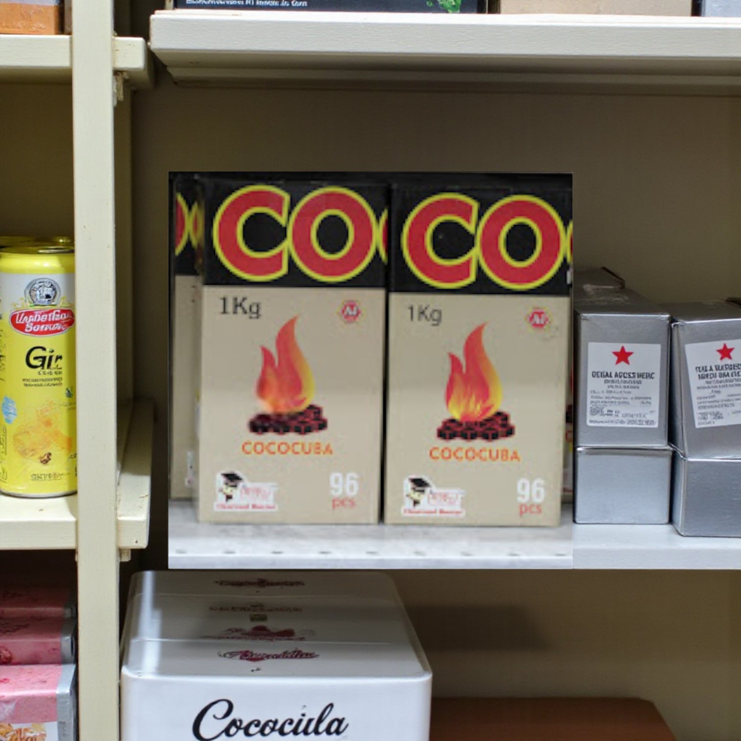 Cococuba Natural Coconut Charcoal 1kg (96 Pcs) by AJ | Long-Lasting, Odorless & Spark-Free Shisha Coal | Eco-Friendly Coconut Shell Charcoal for Hookah & Bakhoor