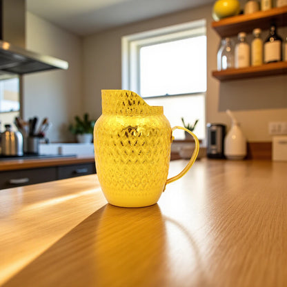 Traditional Arabic Water Jug – Hammered Embossed Design, Durable Lightweight Metal Pitcher with Handle – Available in Silver & Gold – Ideal for Serving Water, Juice & Beverages - Damoo