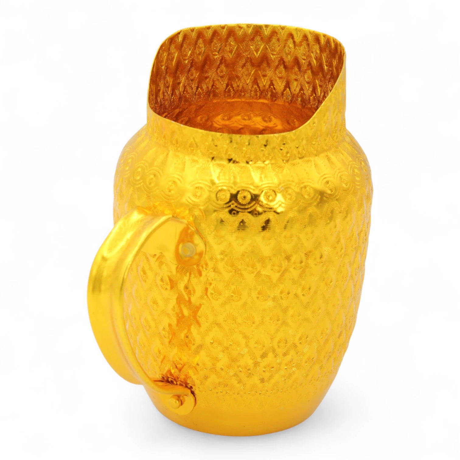Traditional Arabic Water Jug – Hammered Embossed Design, Durable Lightweight Metal Pitcher with Handle – Available in Silver & Gold – Ideal for Serving Water, Juice & Beverages - Damoo