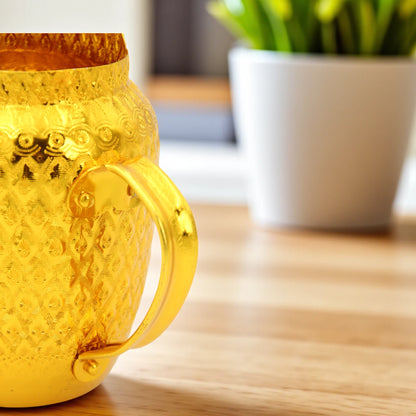 Traditional Arabic Water Jug – Hammered Embossed Design, Durable Lightweight Metal Pitcher with Handle – Available in Silver & Gold – Ideal for Serving Water, Juice & Beverages - Damoo