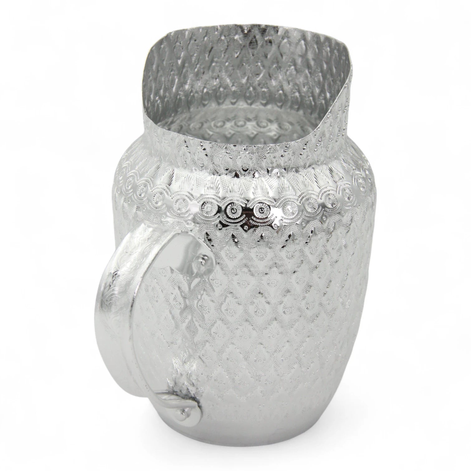 Traditional Arabic Water Jug – Hammered Embossed Design, Durable Lightweight Metal Pitcher with Handle – Available in Silver & Gold – Ideal for Serving Water, Juice & Beverages - Damoo