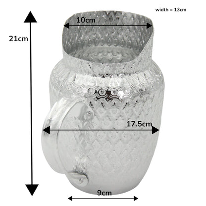 Traditional Arabic Water Jug – Hammered Embossed Design, Durable Lightweight Metal Pitcher with Handle – Available in Silver & Gold – Ideal for Serving Water, Juice & Beverages - Damoo