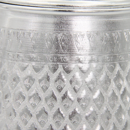 Traditional Arabic Coffee Pot Dallah – Handcrafted Silver Aluminum Tea & Coffee Server with Ornate Pattern, Lightweight & Durable Design, Hinged Lid & Easy Pour Spout – Perfect for Home, Majlis, Gatherings & Gifting - Damoo