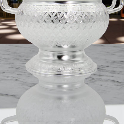 Damoo Traditional Silver Soup Pot with Spoon & Lid – Decorative Hammered Design, 18cm Diameter, Durable Lightweight Aluminum – Ideal for Serving Soup, Stew & Curry (3-Piece Set) - Damoo