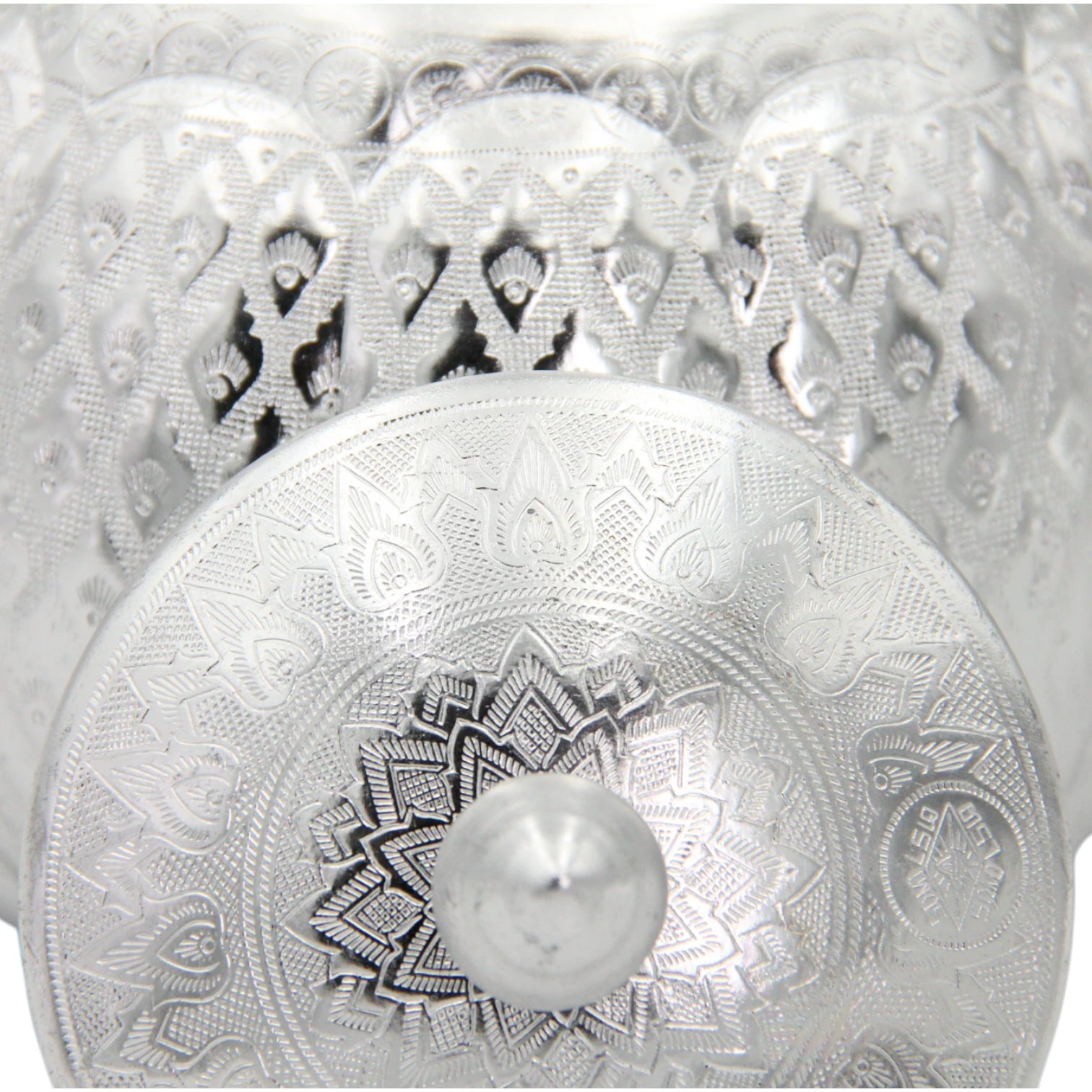 Damoo Traditional Silver Aluminum Kettle – Ornate Handled Teapot for Serving & Decoration - Damoo