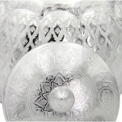 Damoo Traditional Silver Aluminum Kettle – Ornate Handled Teapot for Serving & Decoration - Damoo