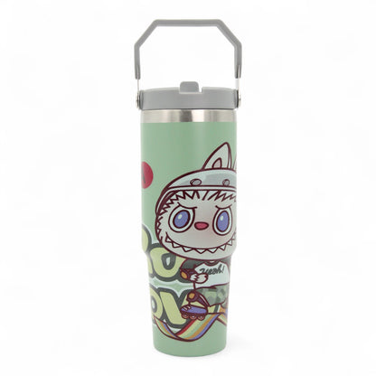 HOUJICHI Stainless Steel Tumbler Cup – Insulated Travel Mug with Straw & Lid | Leak-Proof Coffee & Tea Cup – Green Anime Print - Damoo