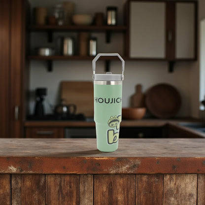 HOUJICHI Stainless Steel Tumbler Cup – Insulated Travel Mug with Straw & Lid | Leak-Proof Coffee & Tea Cup – Green Anime Print - Damoo