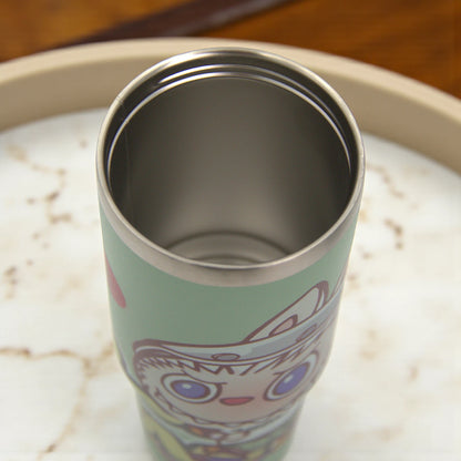 HOUJICHI Stainless Steel Tumbler Cup – Insulated Travel Mug with Straw & Lid | Leak-Proof Coffee & Tea Cup – Green Anime Print - Damoo
