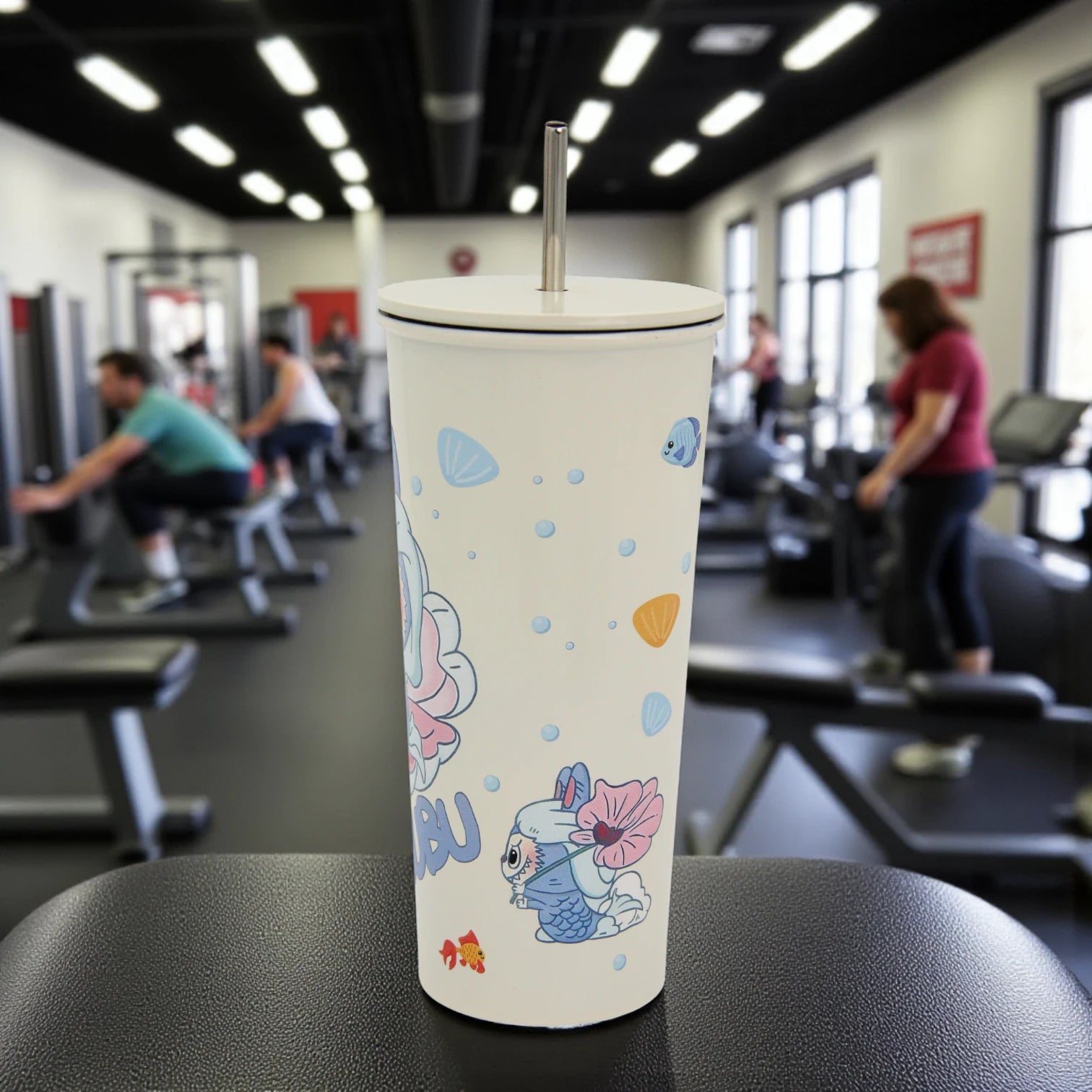 Damoo LABUBU Cartoon Stainless Steel Tumbler 18cm with Lid & Straw – Double Wall Insulated Cup for Hot & Cold Drinks, Cute Character Design - Damoo