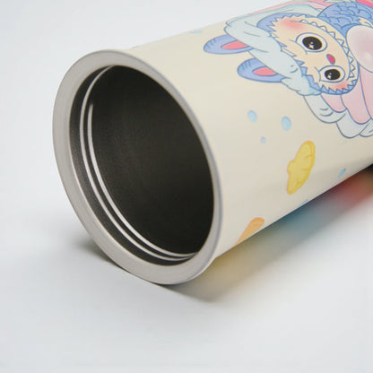 Damoo LABUBU Cartoon Stainless Steel Tumbler 18cm with Lid & Straw – Double Wall Insulated Cup for Hot & Cold Drinks, Cute Character Design - Damoo