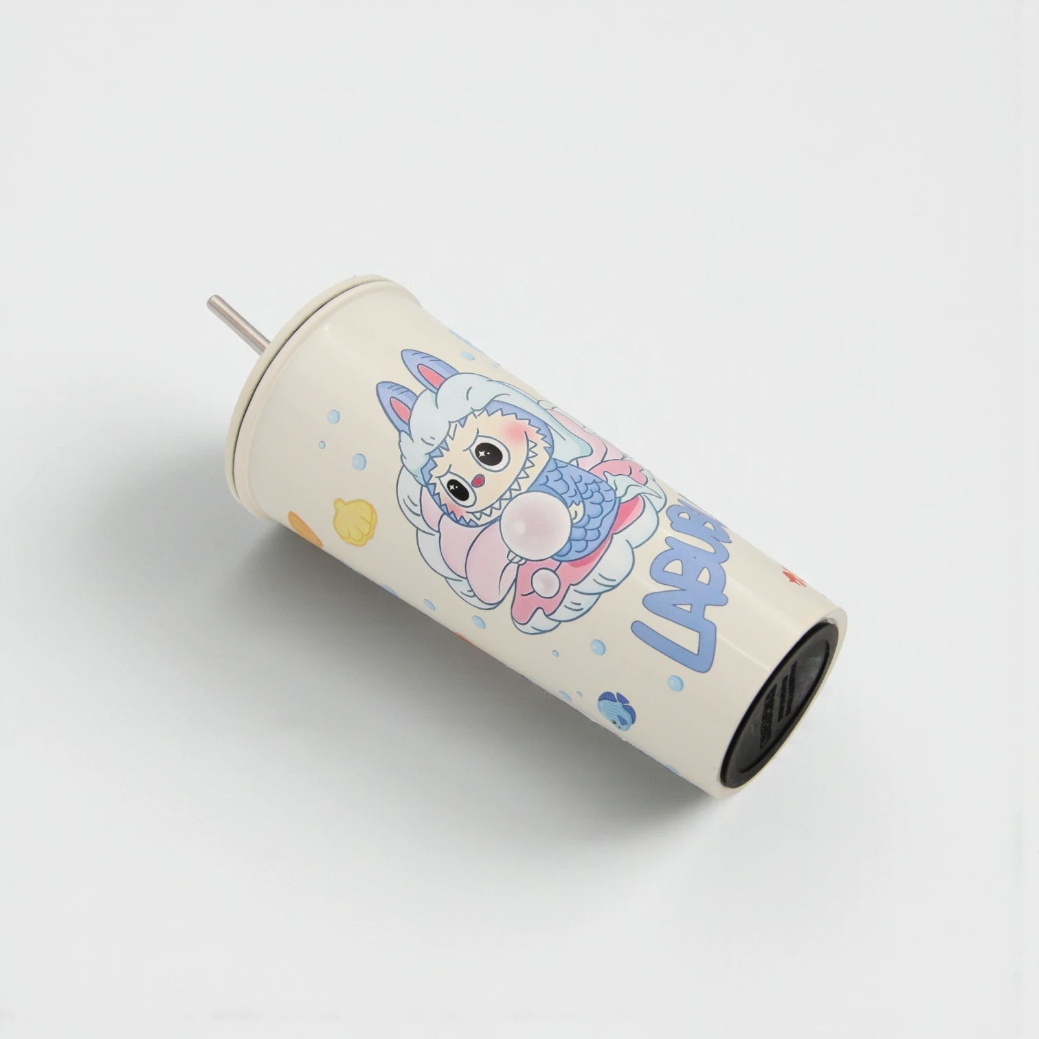 Damoo LABUBU Cartoon Stainless Steel Tumbler 18cm with Lid & Straw – Double Wall Insulated Cup for Hot & Cold Drinks, Cute Character Design - Damoo