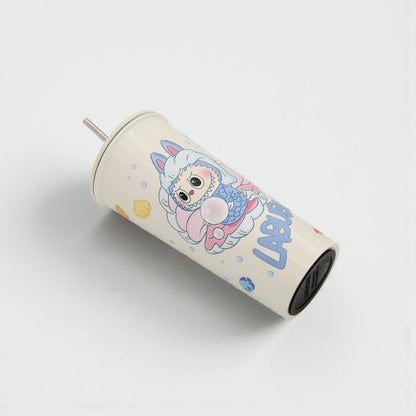 Damoo LABUBU Cartoon Stainless Steel Tumbler 18cm with Lid & Straw – Double Wall Insulated Cup for Hot & Cold Drinks, Cute Character Design - Damoo