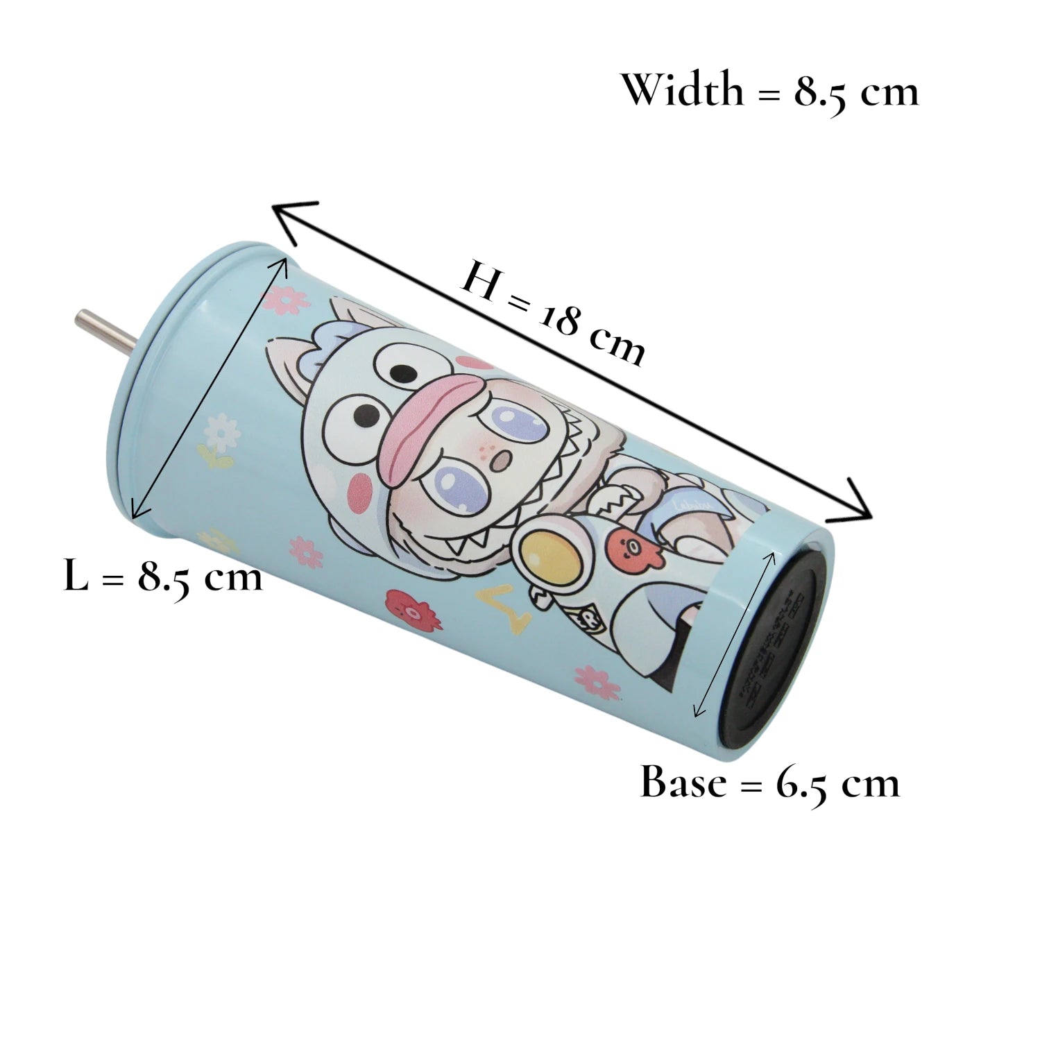 Cute Cartoon Stainless Steel Tumbler Cup with Lid & Straw – Insulated Reusable Travel Mug for Hot & Cold Drinks – Leak-Proof, Eco-Friendly, 500ml - Damoo