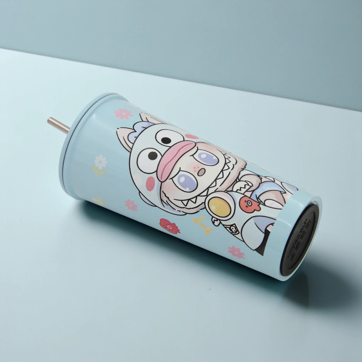 Cute Cartoon Stainless Steel Tumbler Cup with Lid & Straw – Insulated Reusable Travel Mug for Hot & Cold Drinks – Leak-Proof, Eco-Friendly, 500ml - Damoo