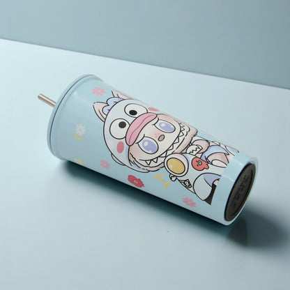 Cute Cartoon Stainless Steel Tumbler Cup with Lid & Straw – Insulated Reusable Travel Mug for Hot & Cold Drinks – Leak-Proof, Eco-Friendly, 500ml - Damoo
