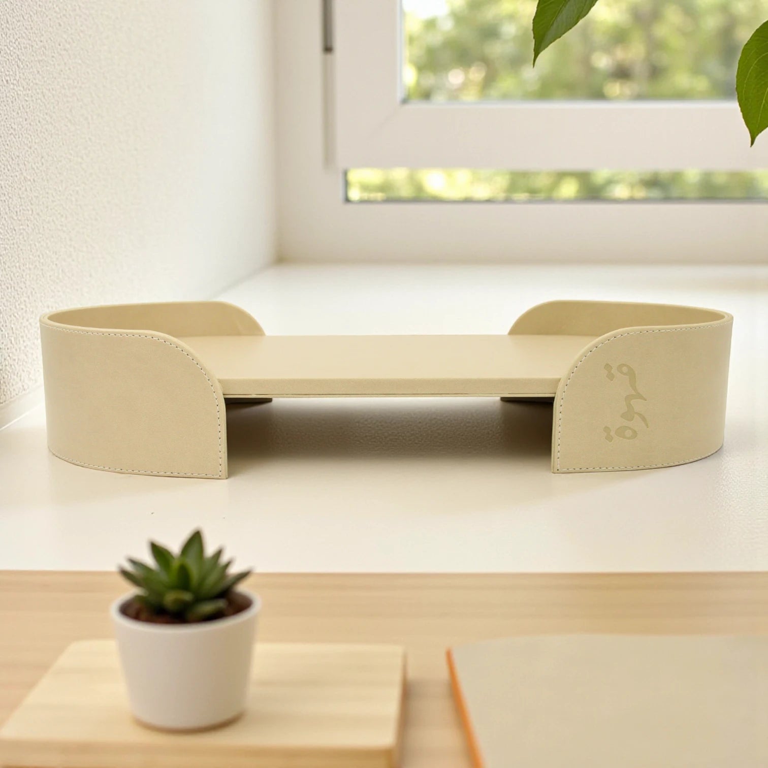 Damoo Luxury Leather Oval Tray – Elegant Coffee Serving Tray | Stylish Oval Shape for Home, Office & Gifting - Damoo