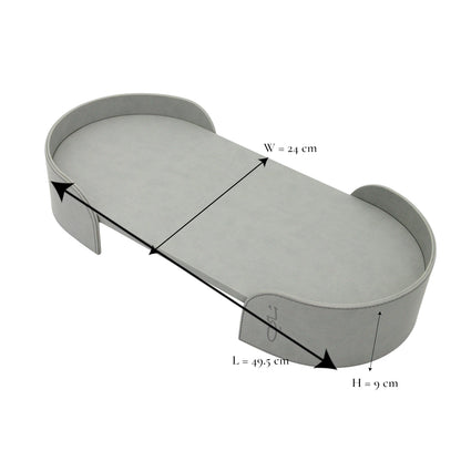 Damoo Premium Oval Leather Serving Tray | Elegant Decorative Tea Table Tray for Home, Office & Hospitality Use - Damoo