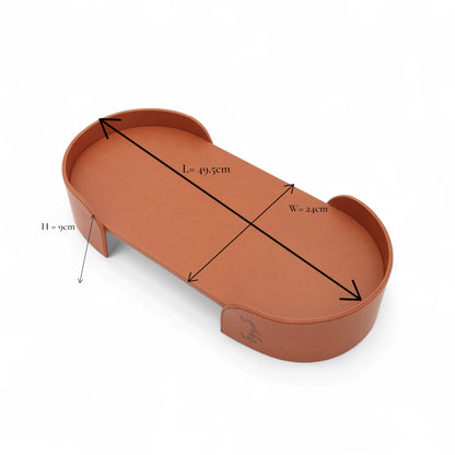 Damoo Luxury Leather Oval Tray – Elegant Coffee Serving Tray | Stylish Oval Shape for Home, Office & Gifting - Damoo