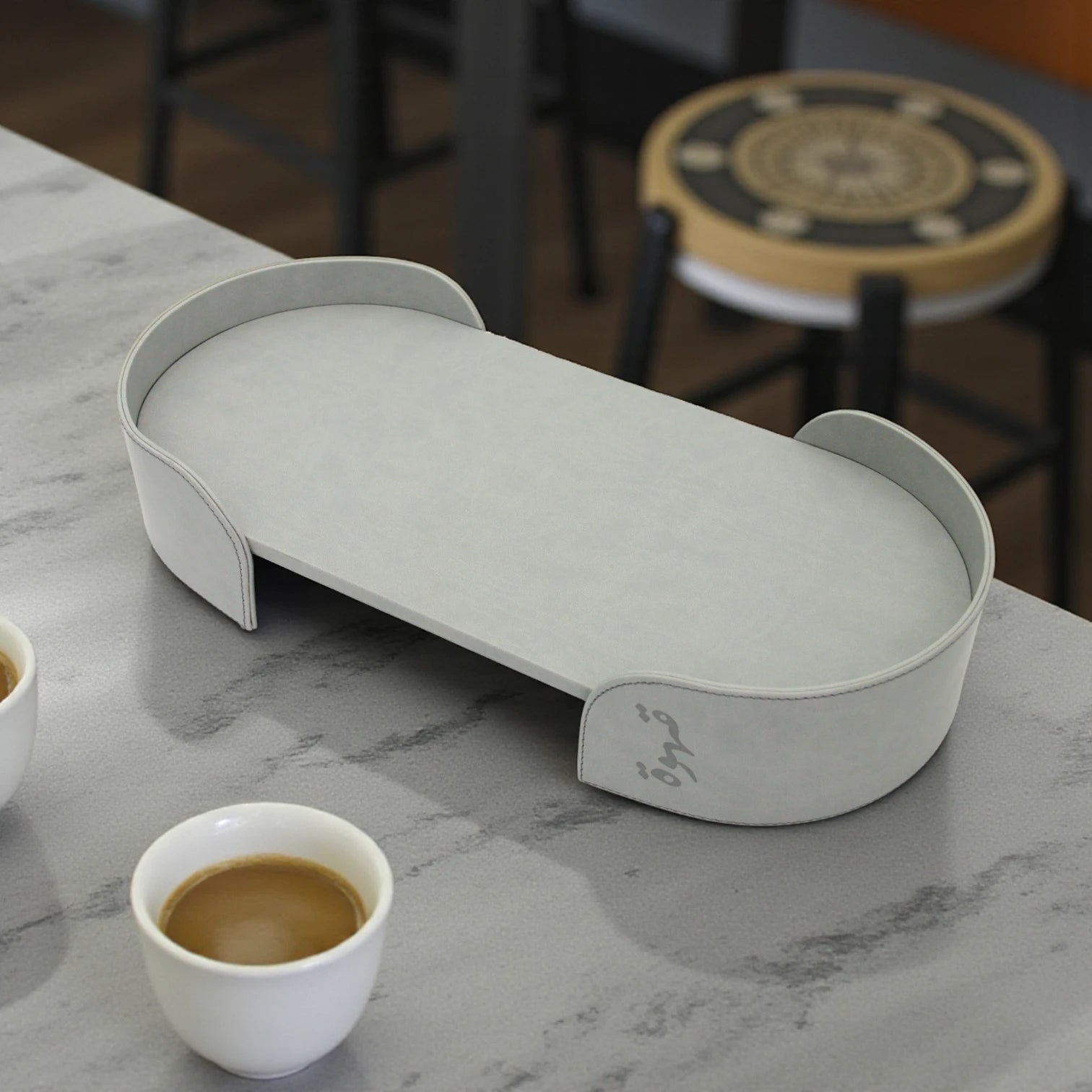 Damoo Luxury Leather Oval Tray – Elegant Coffee Serving Tray | Stylish Oval Shape for Home, Office & Gifting - Damoo