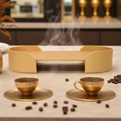 Damoo Premium Oval Leather Serving Tray | Elegant Decorative Tea Table Tray for Home, Office & Hospitality Use - Damoo