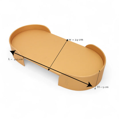 Damoo Premium Oval Leather Serving Tray | Elegant Decorative Tea Table Tray for Home, Office & Hospitality Use - Damoo