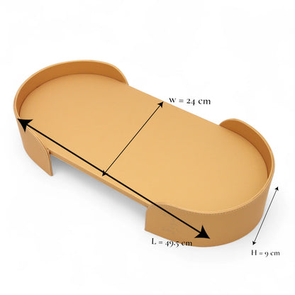 Damoo Luxury Leather Oval Tray – Elegant Coffee Serving Tray | Stylish Oval Shape for Home, Office & Gifting - Damoo
