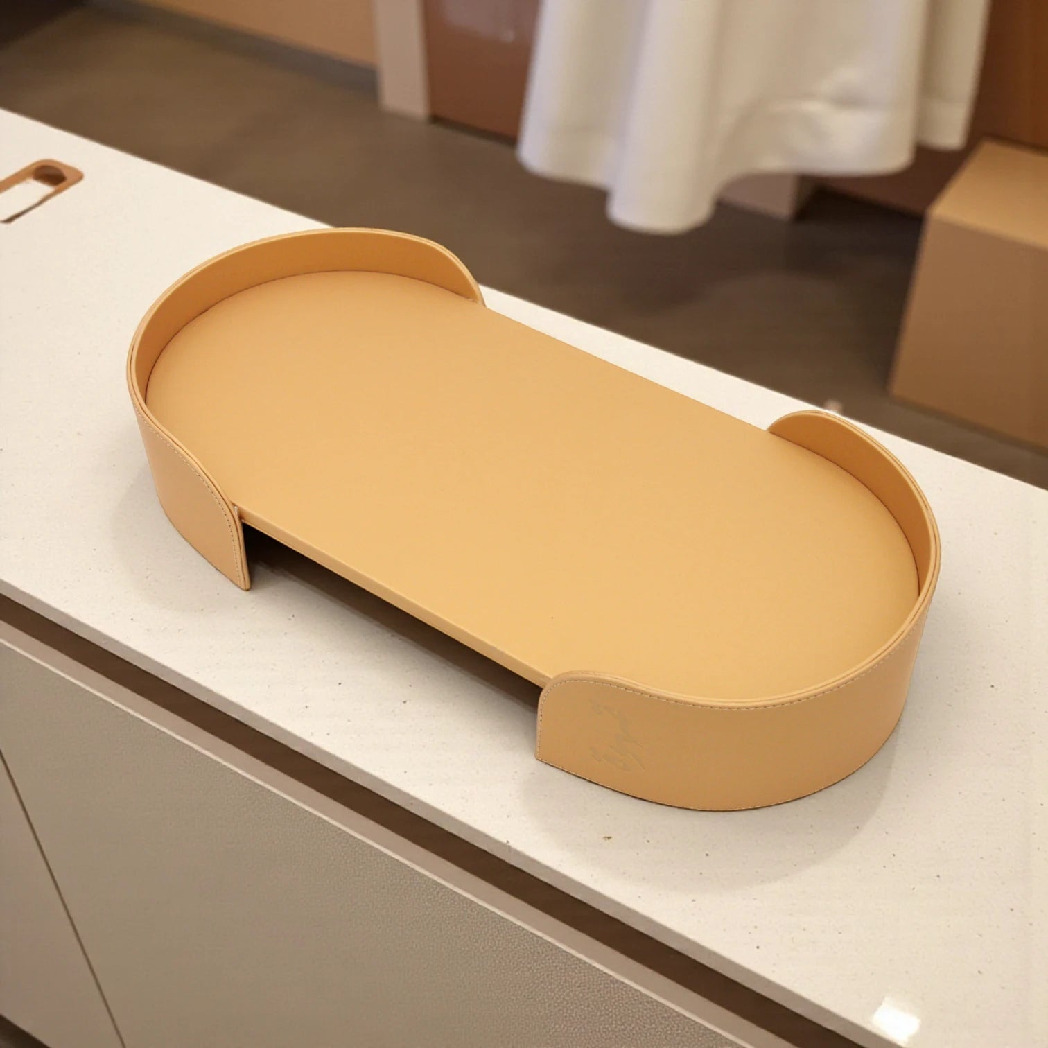 Damoo Luxury Leather Oval Tray – Elegant Coffee Serving Tray | Stylish Oval Shape for Home, Office & Gifting - Damoo