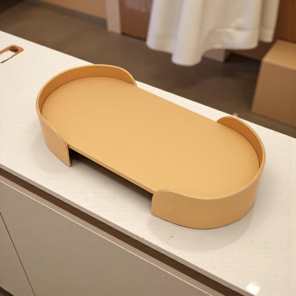 Damoo Luxury Leather Oval Tray – Elegant Coffee Serving Tray | Stylish Oval Shape for Home, Office & Gifting - Damoo