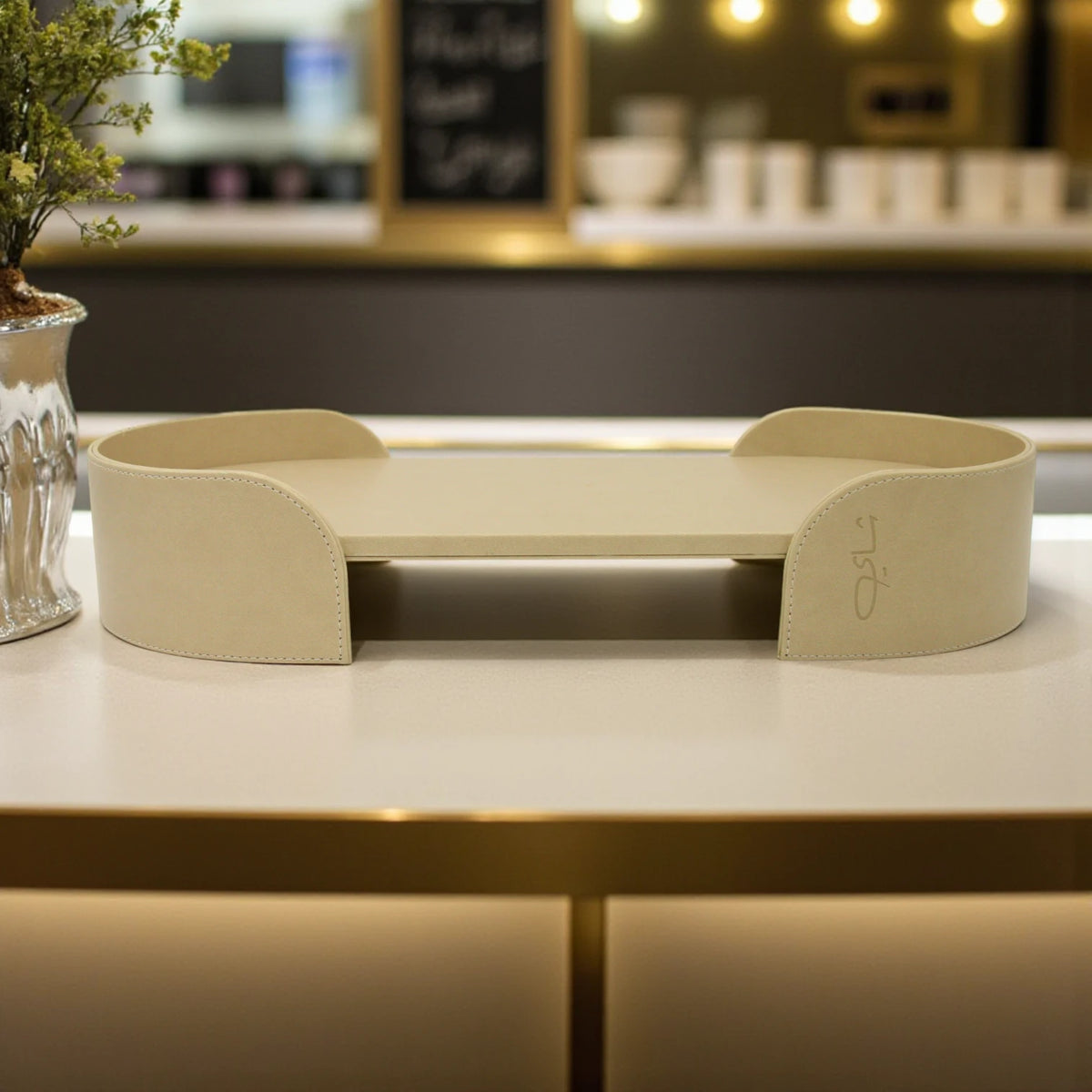 Damoo Premium Oval Leather Serving Tray | Elegant Decorative Tea Table Tray for Home, Office & Hospitality Use - Damoo