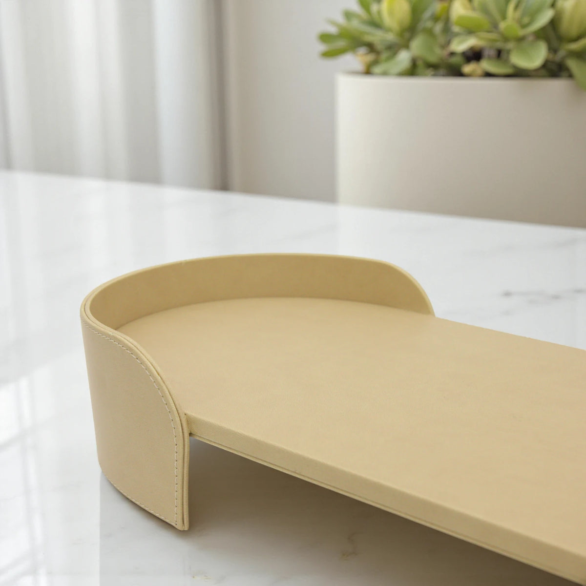 Damoo Premium Oval Leather Serving Tray | Elegant Decorative Tea Table Tray for Home, Office & Hospitality Use - Damoo