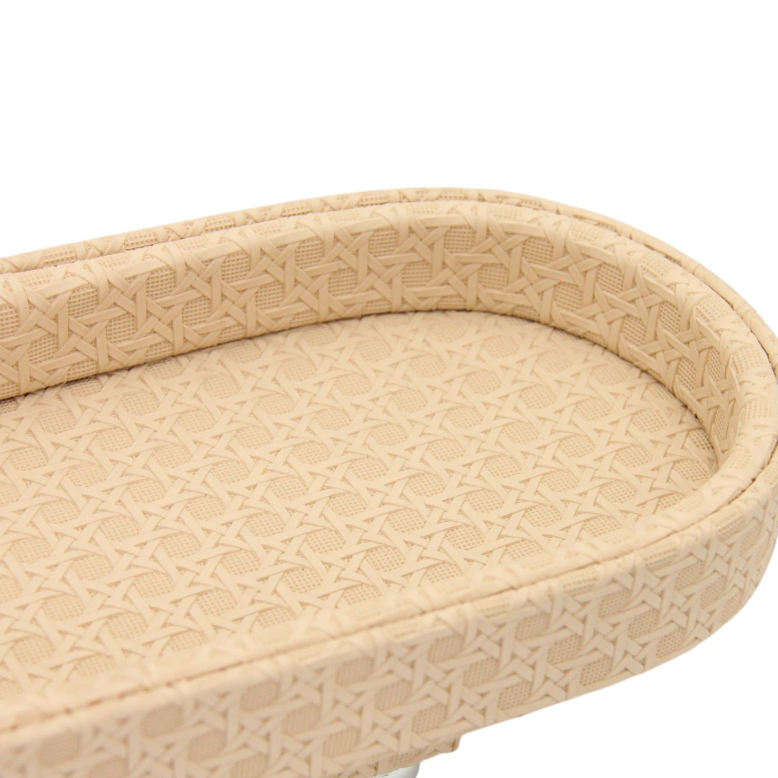 Beige Leather Serving Tray with Silver Ball Feet | Elegant Faux Leather Design for Tea, Coffee, Snacks & Home Décor - Damoo