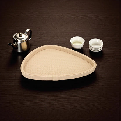 Luxury Leather Tray –  with Chrome Ball Feet | Beige Decorative Serving Trays for Tea, Coffee & Home Décor - Damoo