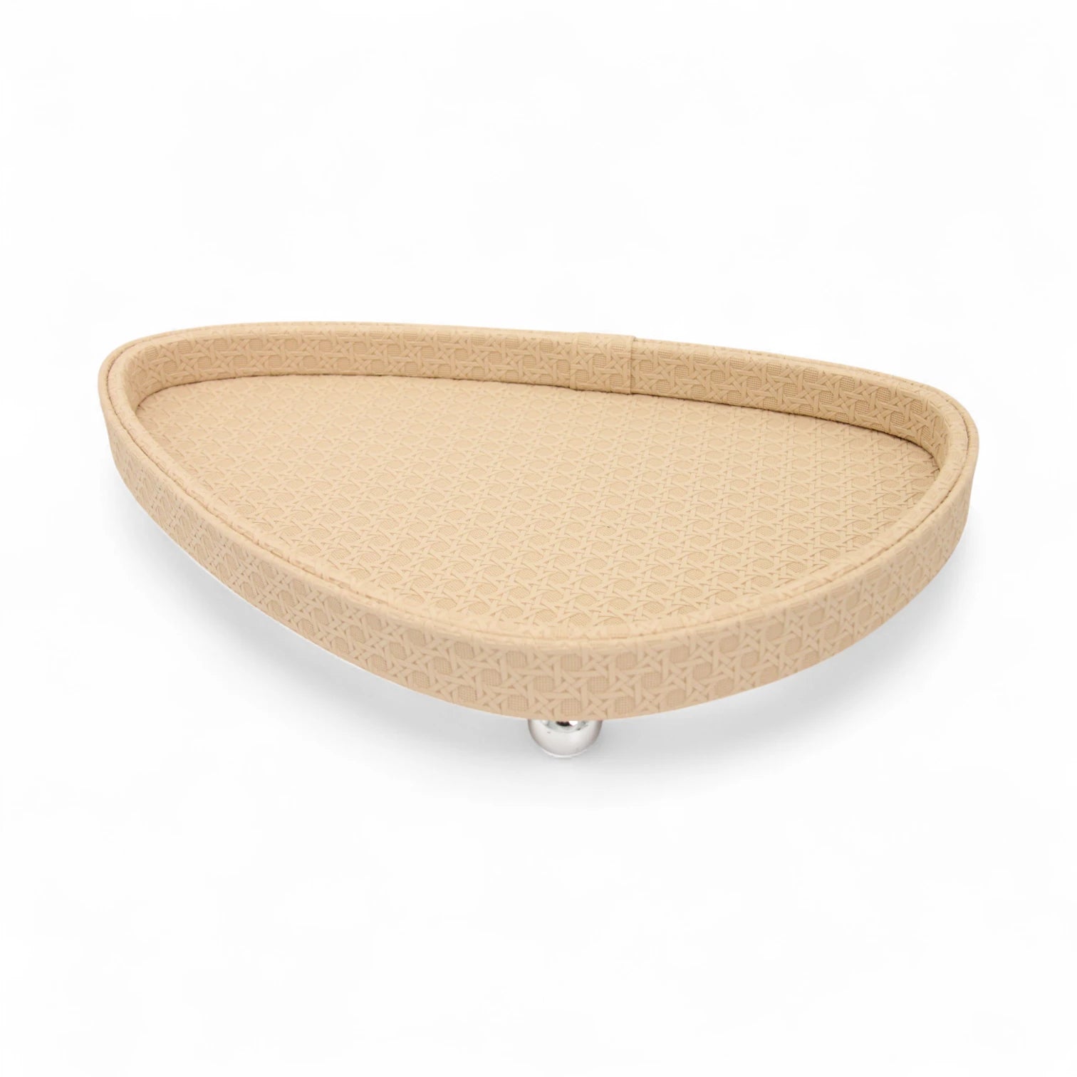 Luxury Leather Tray –  with Chrome Ball Feet | Beige Decorative Serving Trays for Tea, Coffee & Home Décor - Damoo