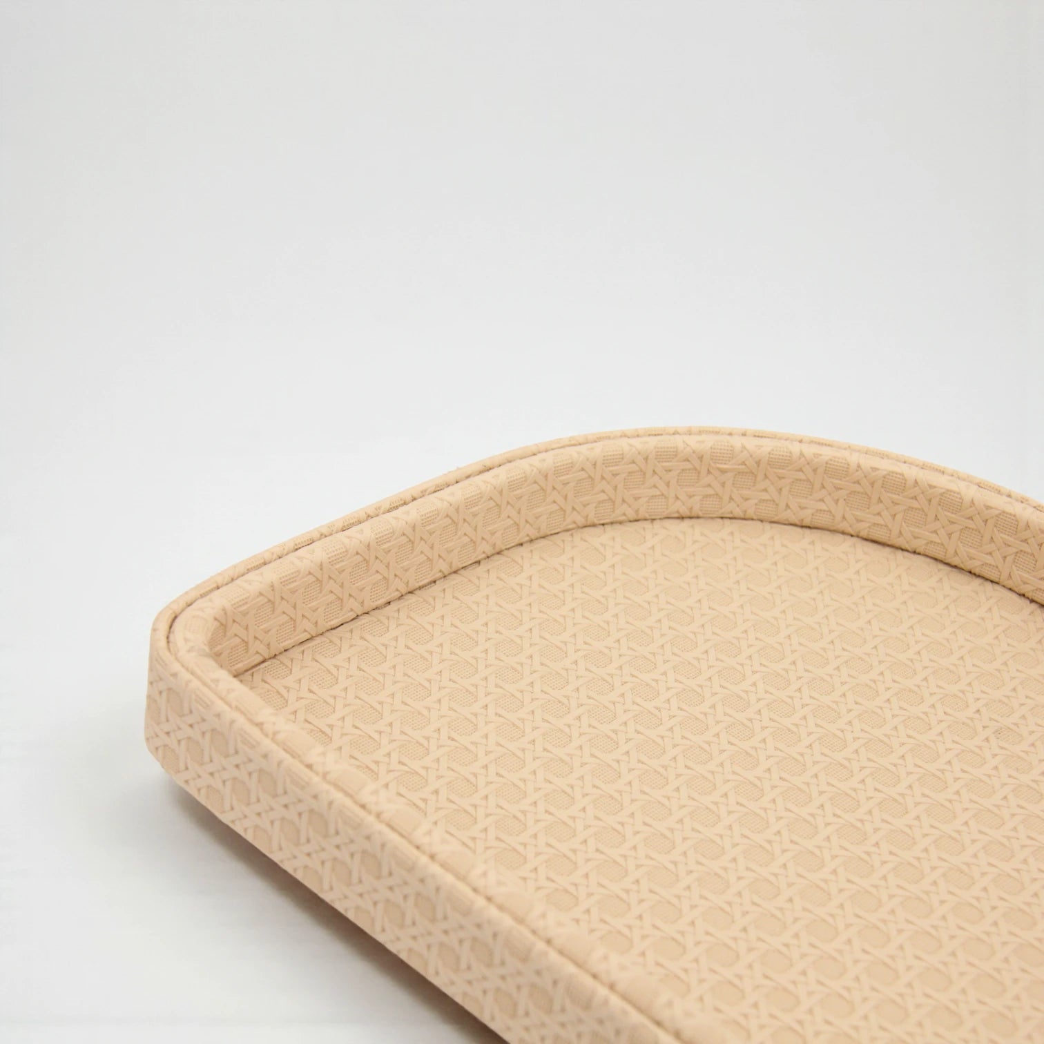 Elegant Beige Oval Serving Tray with Textured Pattern & Chrome Ball Feet | Decorative Coffee & Tea Table Organizer - Damoo