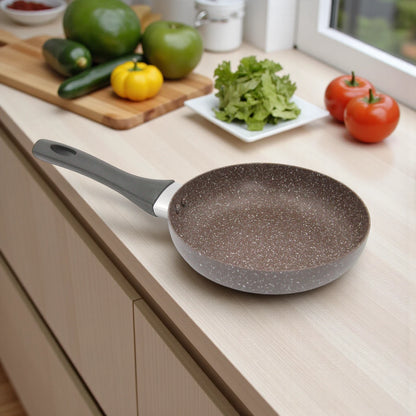 Baroly 3 Pcs Fry Pan Set (20cm, 24cm, 28cm) | Non-Stick Marble Coating | Induction & Oven Safe | Durable Aluminum Cookware with Soft-Touch Handles - Damoo