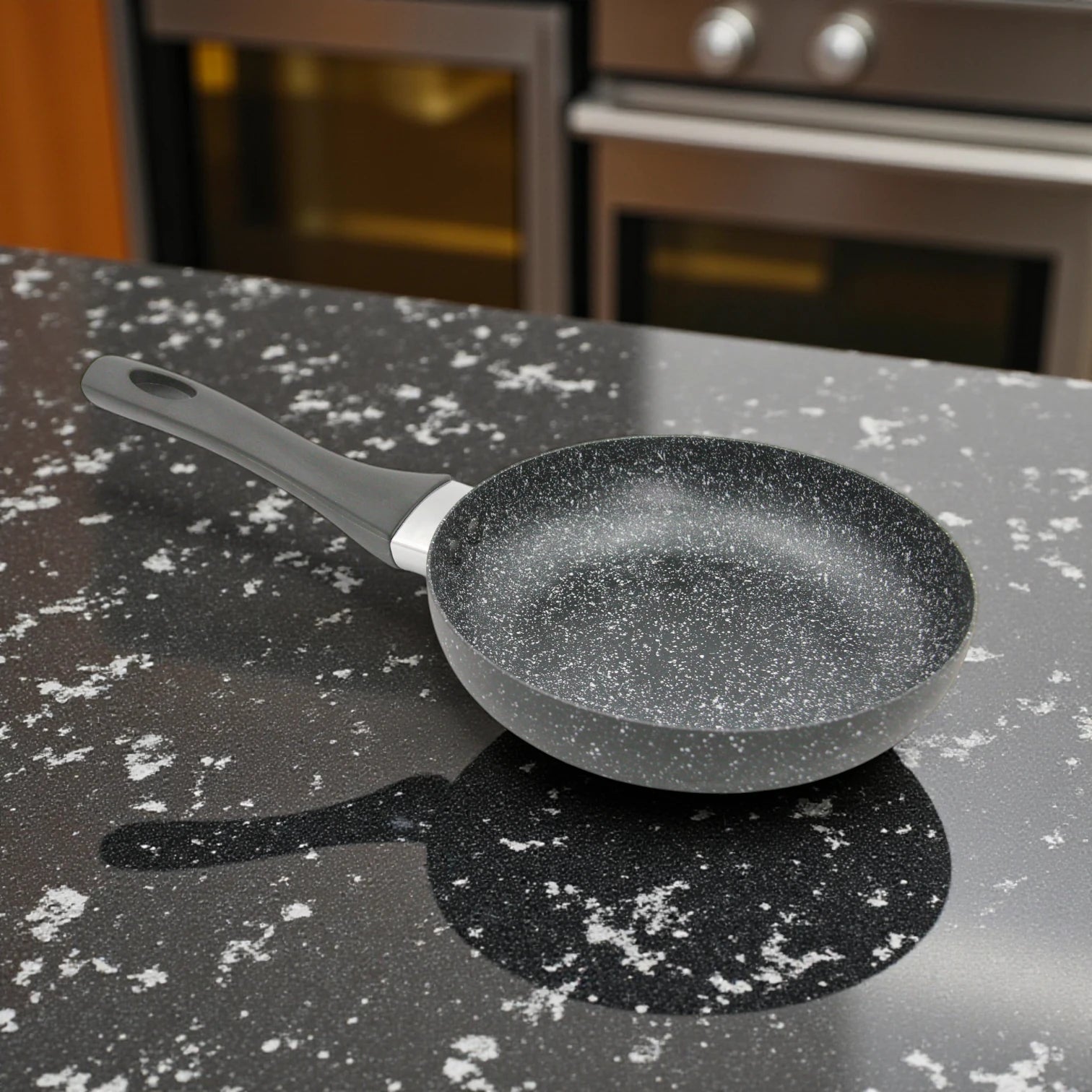 Baroly 3 Pcs Fry Pan Set (20cm, 24cm, 28cm) | Non-Stick Marble Coating | Induction & Oven Safe | Durable Aluminum Cookware with Soft-Touch Handles - Damoo
