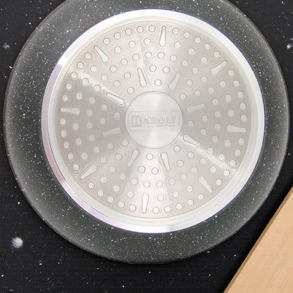 Baroly Stone Style Non-Stick Frying Pan Set | 3-Piece Cookware with Reinforced Mineral Coating | PFOA & Nickel Free | Works on All Stovetops (20cm, 24cm, 28cm) - Damoo