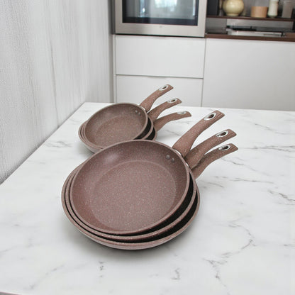 Crystal House Granit Line Fry Pan Set of 6 | Non-Stick Granite Coated Frying Pans | Durable Cookware (20cm – 30cm) - Damoo