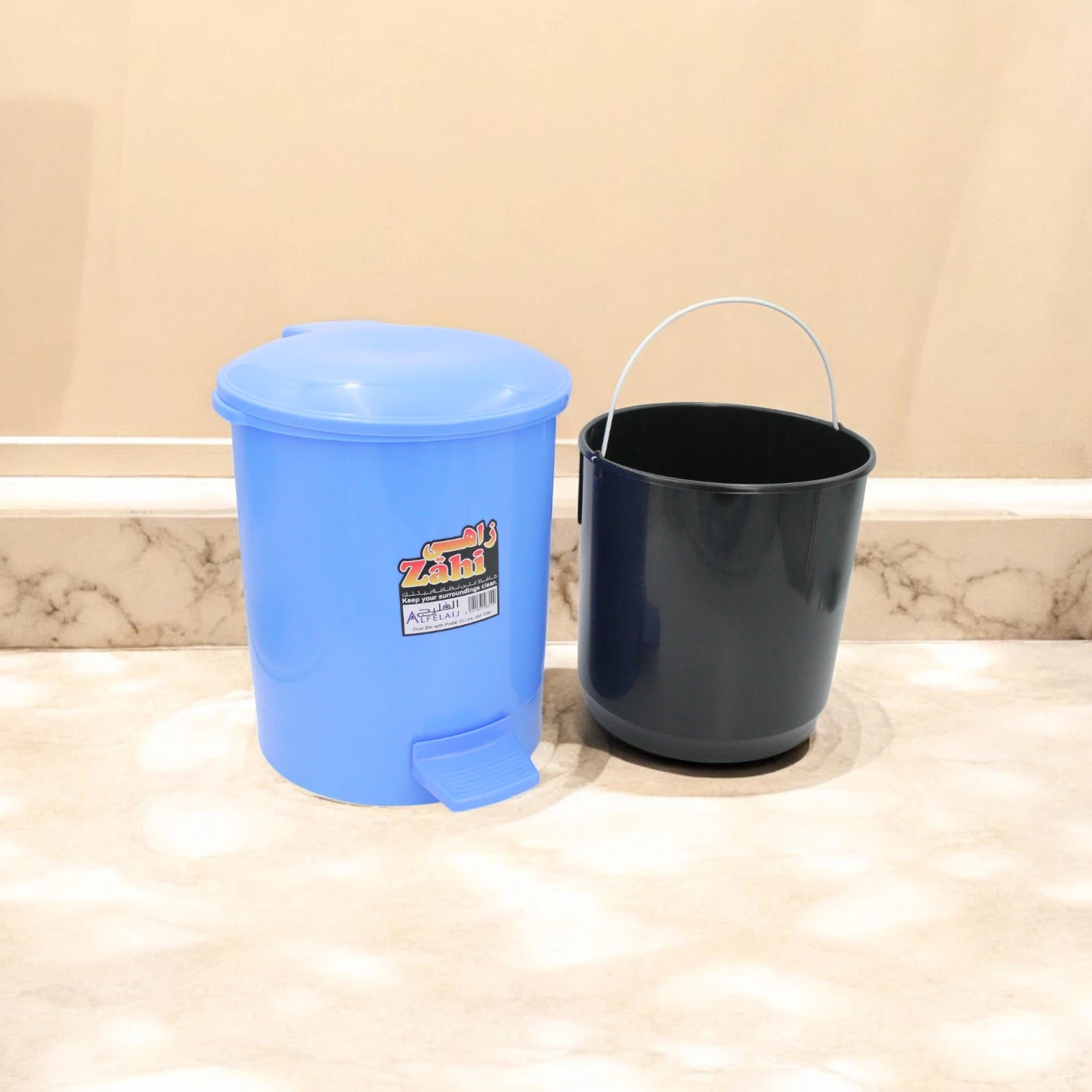 ALFELAIJ 10L Blue Pedal Bin | Small Household Trash Can with Lid | Odor-Control Waste Bin for Kitchen, Office, Restaurant & Outdoor Use