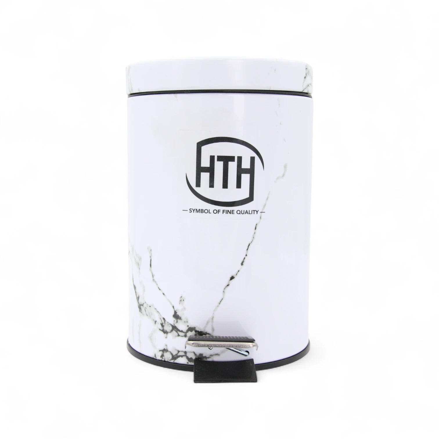 HTH Marble Design Pedal Bin with Inner Removable Bucket | Stylish Hygienic Waste Bin with Foot Pedal | Bathroom & Kitchen Trash Can – 12L