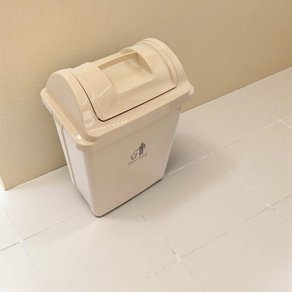 Beige Plastic Swing Top Trash Bin with Inner Removable Bucket | Clean Living | Durable, Compact & Stylish Waste Bin