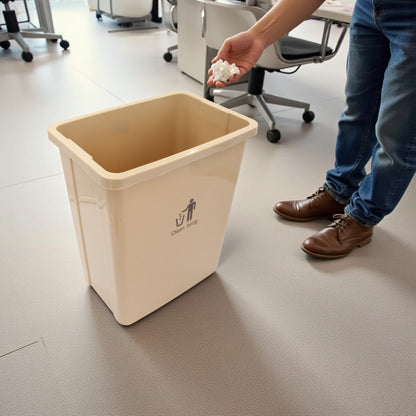 Beige Plastic Swing Top Trash Bin with Inner Removable Bucket | Clean Living | Durable, Compact & Stylish Waste Bin