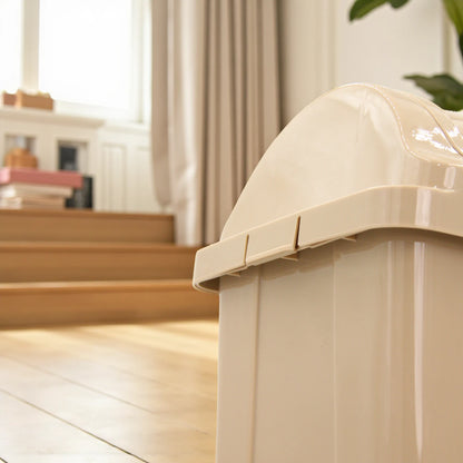 Beige Plastic Swing Top Trash Bin with Inner Removable Bucket | Clean Living | Durable, Compact & Stylish Waste Bin