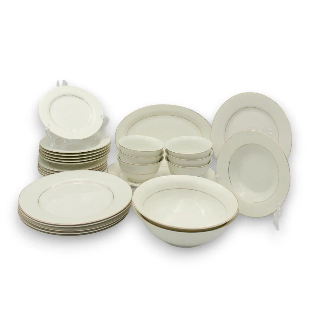 Al Habbai 28-Piece Dinnerware Set – Premium Plates and Bowls, Scratch Resistant, Microwave & Dishwasher Safe, Ideal for Dining, Serving, Kitchen, and Restaurants - Damoo