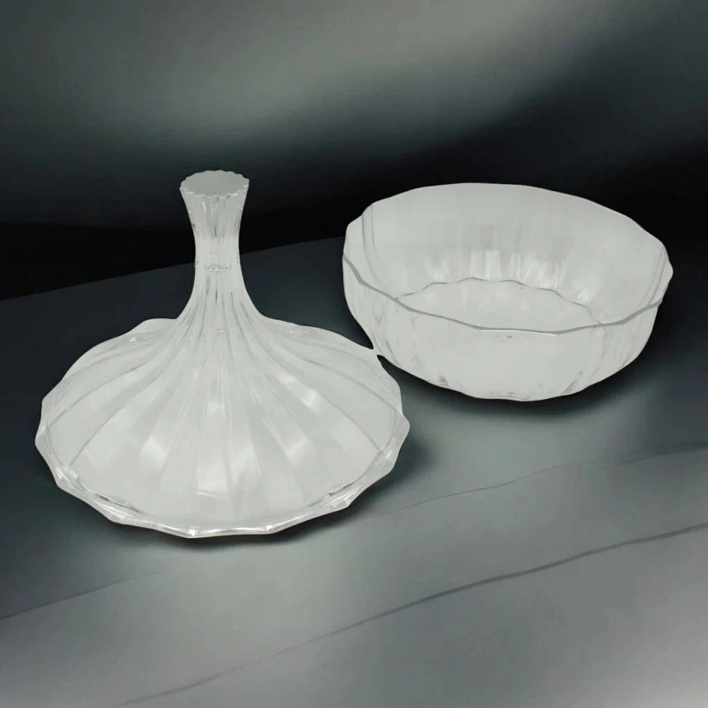 Elegant Serving Dish with Lid – 22cm | Shatter-Resistant | silver Motif Design | Premium Tableware for Dining & Entertaining - Damoo