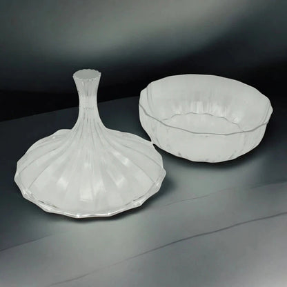 Elegant Serving Dish with Lid – 22cm | Shatter-Resistant | silver Motif Design | Premium Tableware for Dining & Entertaining - Damoo