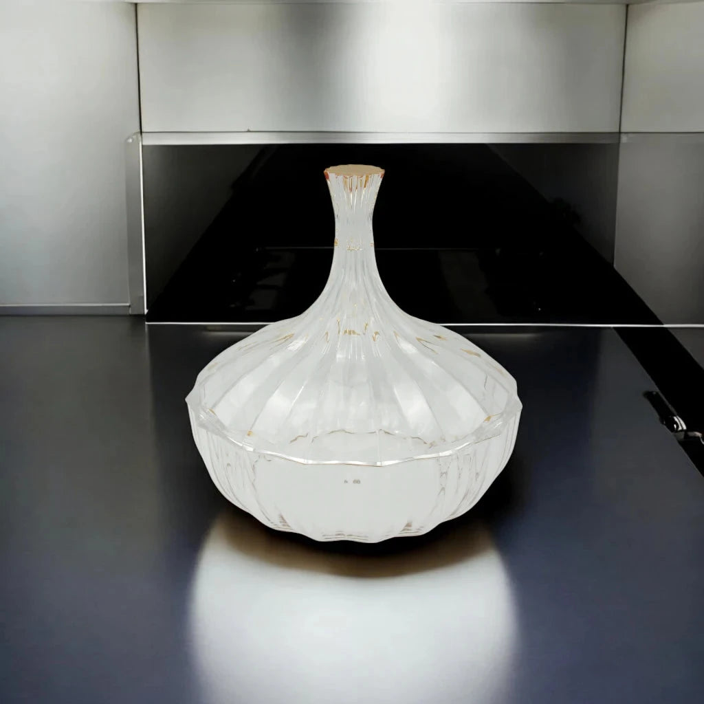 Elegant Serving Dish with Lid – 22cm | Shatter-Resistant | Gold Motif Design | Premium Tableware for Dining & Entertaining - Damoo